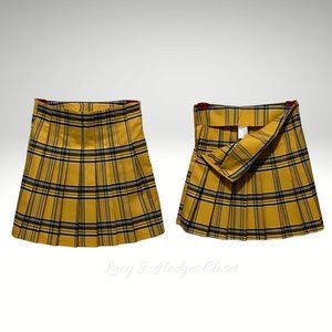 YELLOW PLAID HIGH WAISTED MINI SKIRT